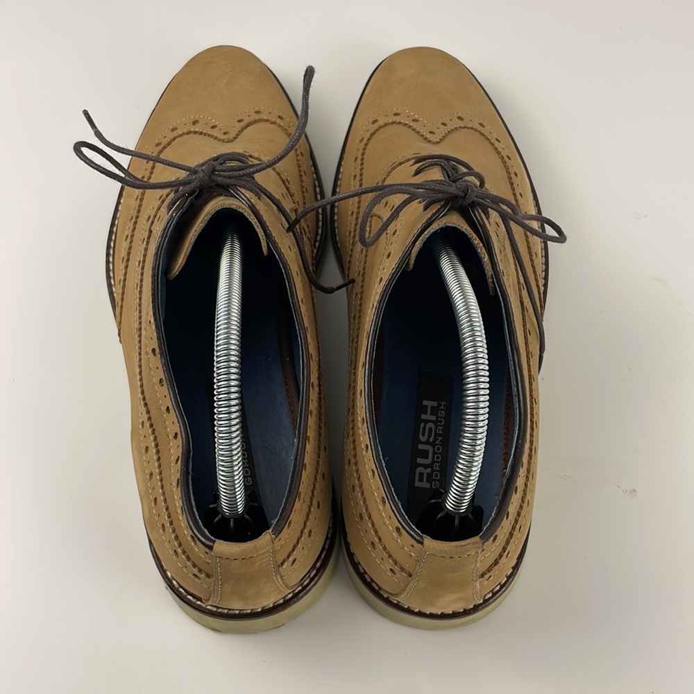 Gordon Rush | Leather Tan Lace Up Wingtip Oxford Academia Formal Shoes 10.5 - Picture 6 of 10